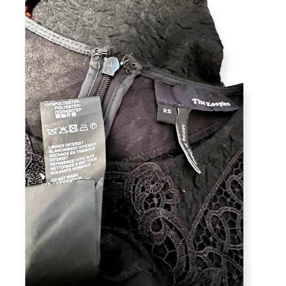 The Kooples Black A Line boho Lace 3/4 sleeve fit & flare Mini dress casual XS - Picture 3 of 5